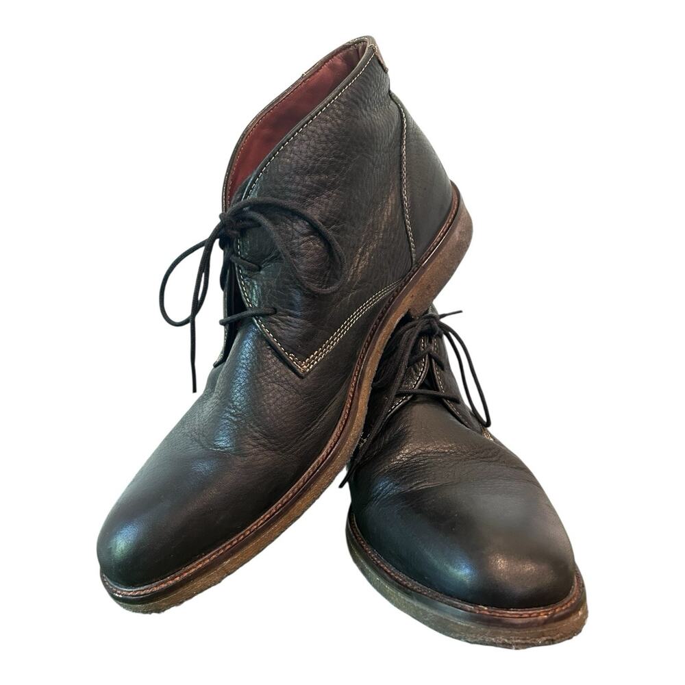 Johnston Murphy Mens 11.5 25-2021 Copeland Chukka Boots Black Sheepskin Leather